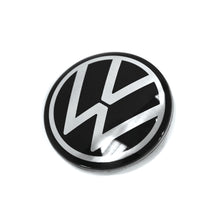 Load image into Gallery viewer, Image of Volkswagen VW New Style logo 65mm wheelcap centre hubs single unpacked