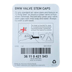 BMW valve stem caps packaging rear showing instructions.
