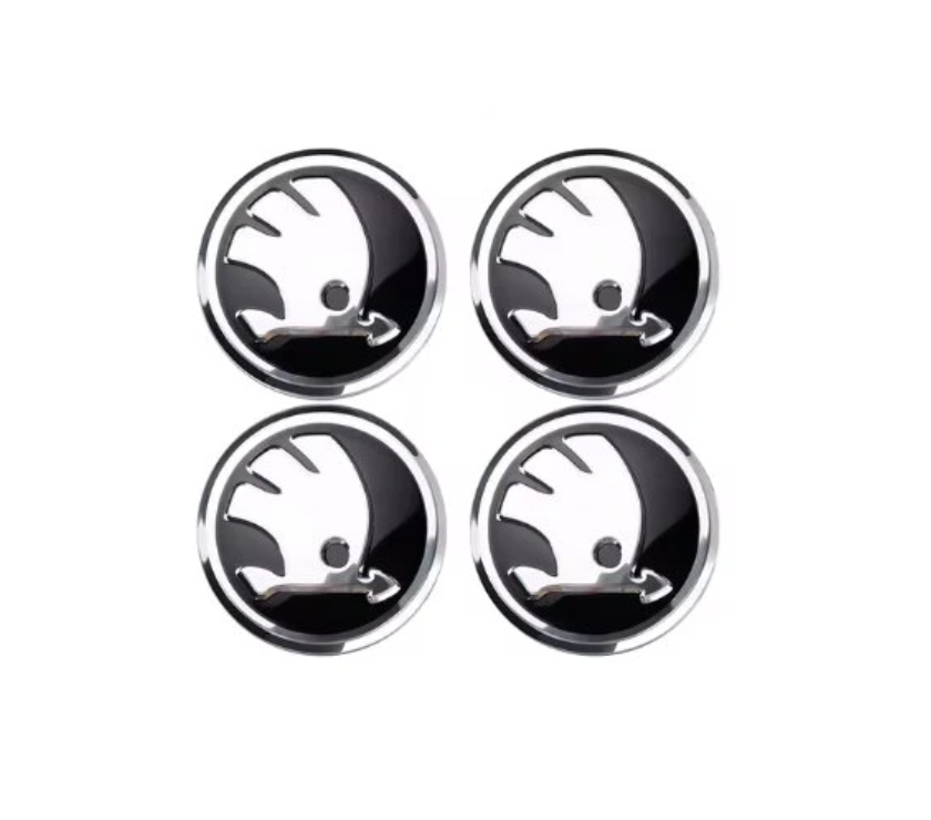 4 Skoda Wheel Centre Caps Unboxed