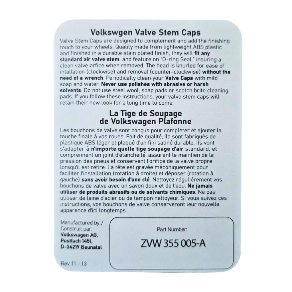 VW Volkswagen logo tyre valve caps packaging rear 