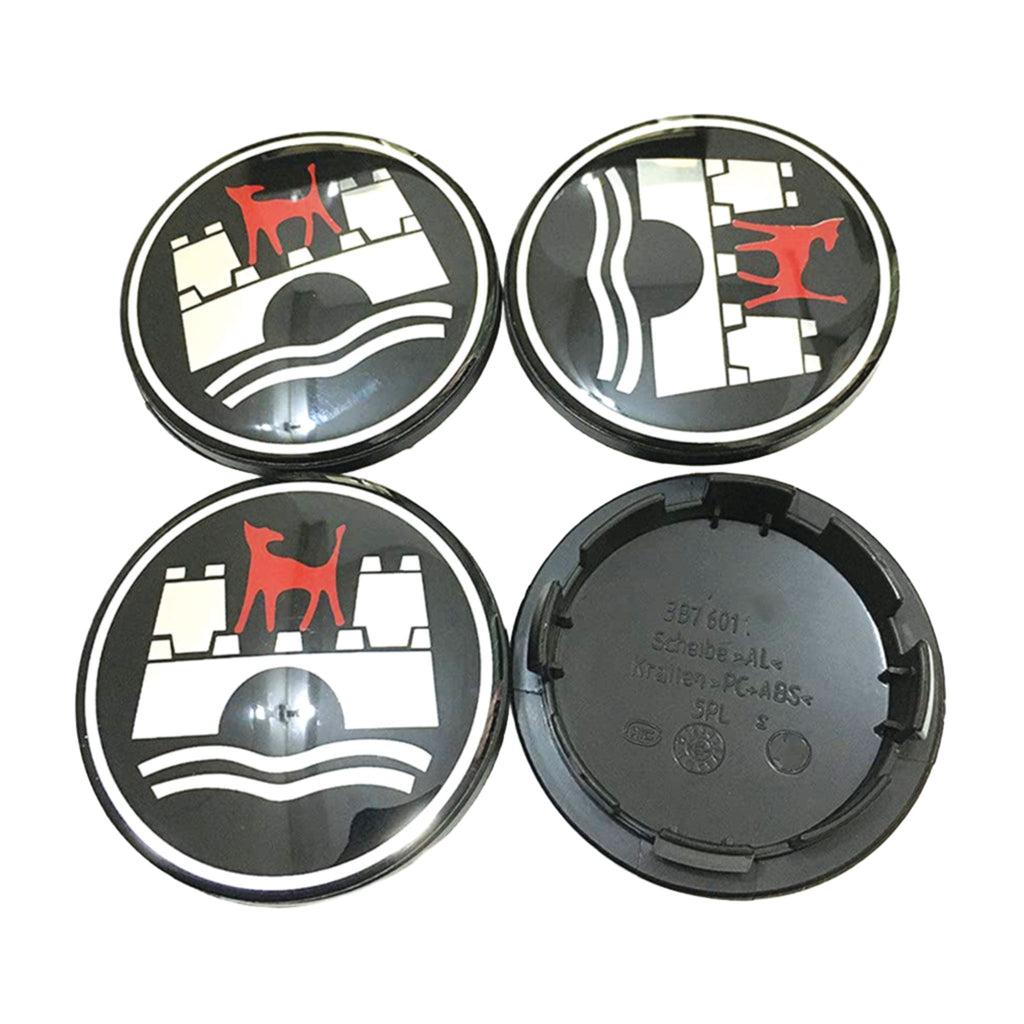 Image of all 4 Volkswagen VW Wolfsburg logo 65mm wheel centre cap hub