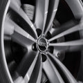Audi dynamic floating wheel centre cap 61mm fitted on a wheel