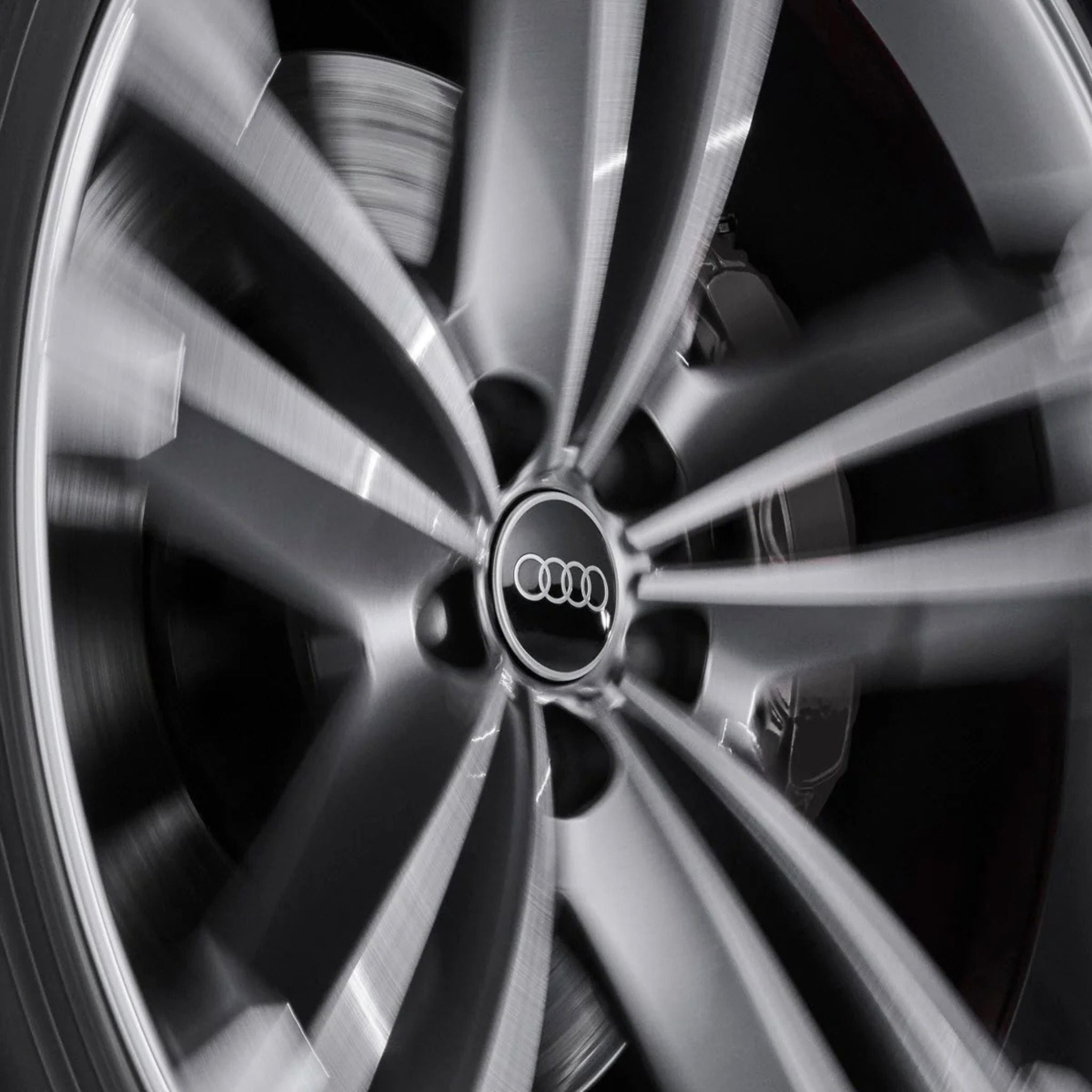 Audi dynamic floating wheel centre cap 61mm fitted on a wheel