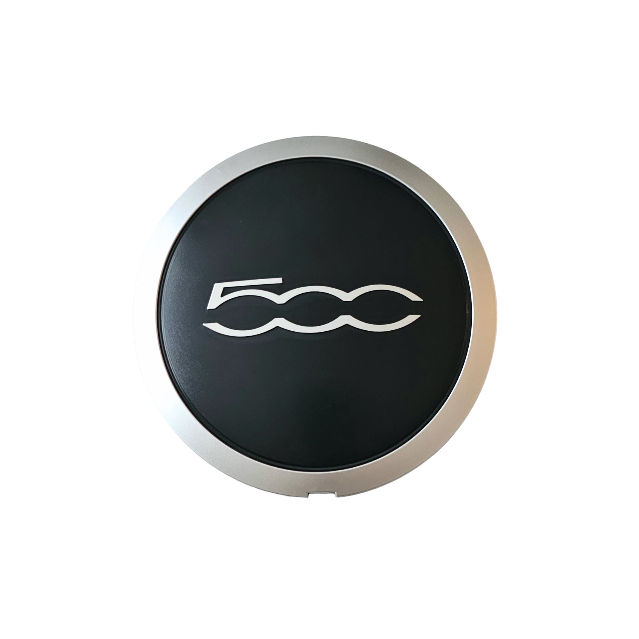 Single Fiat 500 Wheel Centre Cap 133mm 68078419AC on a white background