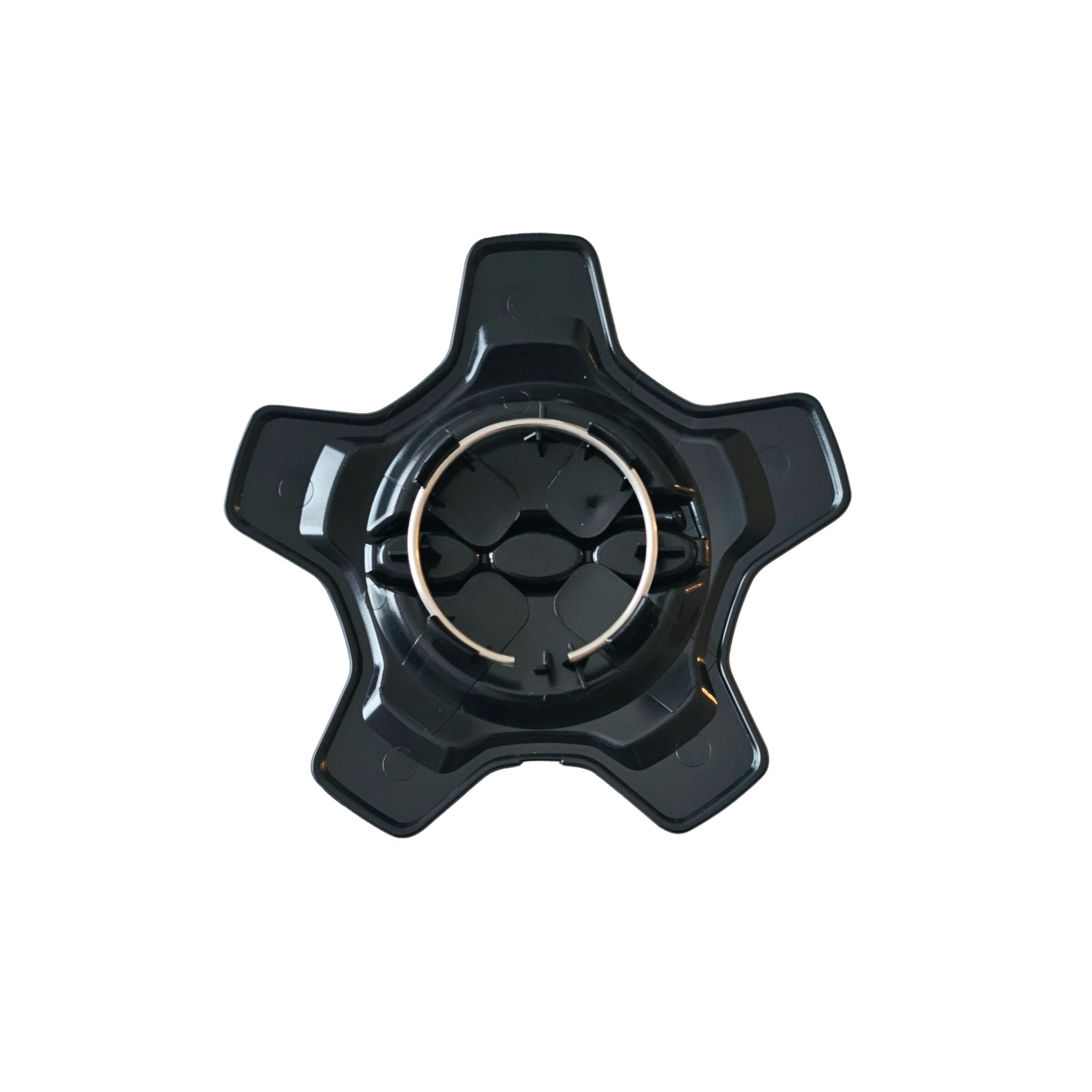Rear side of Fiat 500X Wheel Centre Cap  part number 735626312 on a white background