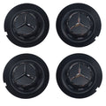 Four Mercedes-Benz  147mm Wheel centre hubcaps with on a white background