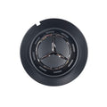 Single Black Mercedes 147mm wheel centre cap with emblem on a white background