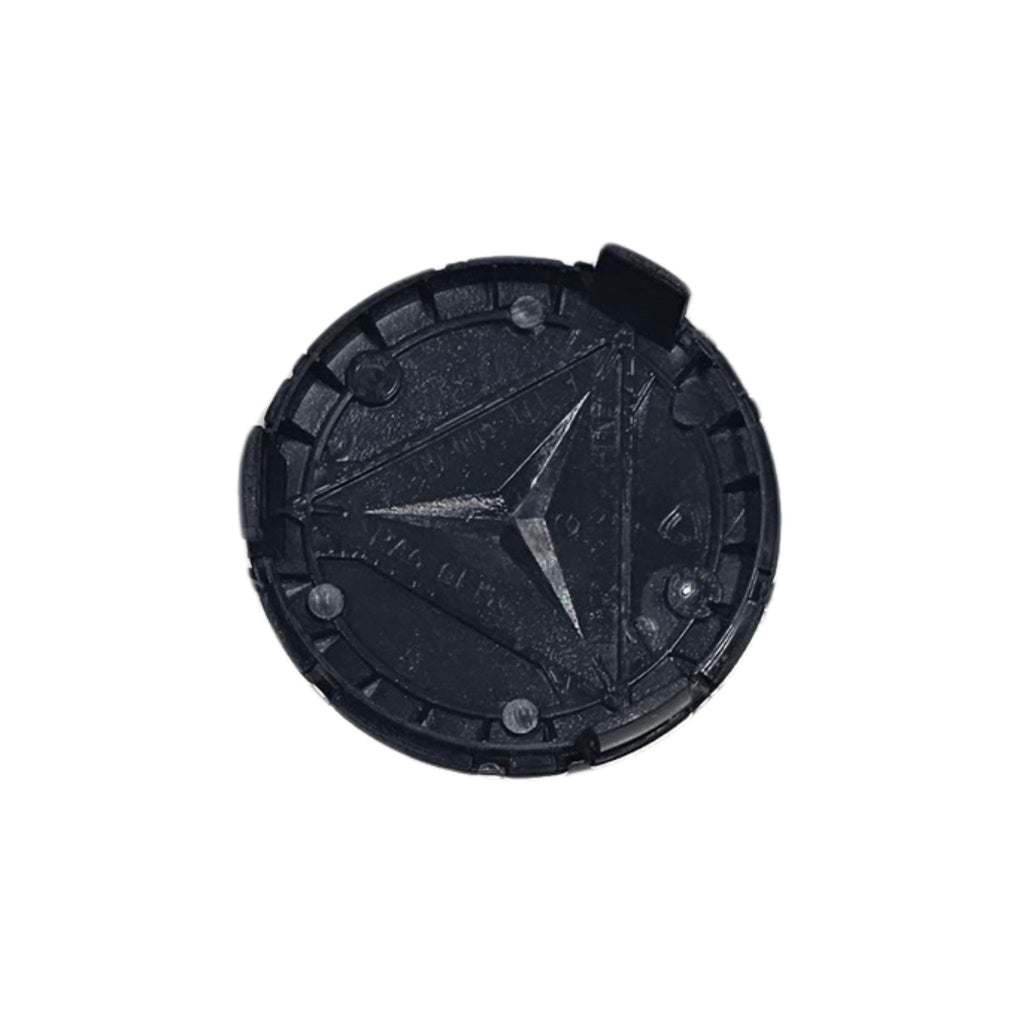 OneBlack Mercedes-Benz Alloy Wheel Centre Cap emblems on a white background face down showing rear