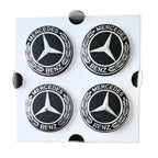 4 x 75mm Mercedes Spinning Dynamic Floating Wheel Hub Centre Caps on a white background