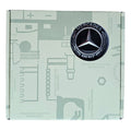 Set of 4 Mercedes Dynamic Floating Wheel Centre Caps 75mm in box on a white background.