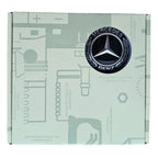 Set of 4 Mercedes Dynamic Floating Wheel Centre Caps 75mm in box on a white background.