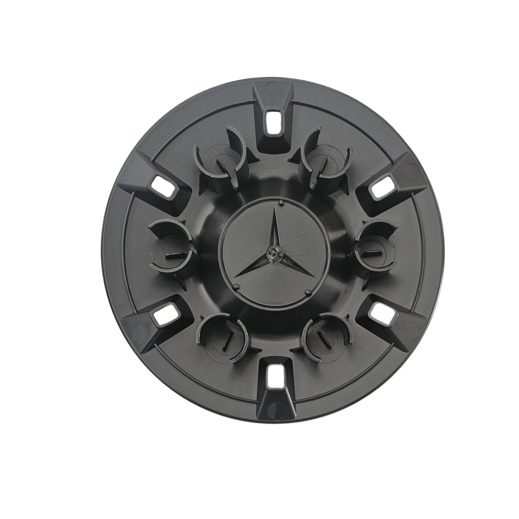 Rear view of Mercedes Sprinter 2006-2018 Wheel Centre Cap 9064010025 on a white background