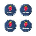 Saab Blue Wheel Centre Caps 63mm 4 Piece Set 12775052 on a white background