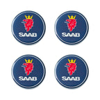 Saab Blue Wheel Centre Caps 63mm 4 Piece Set 12775052 on a white background