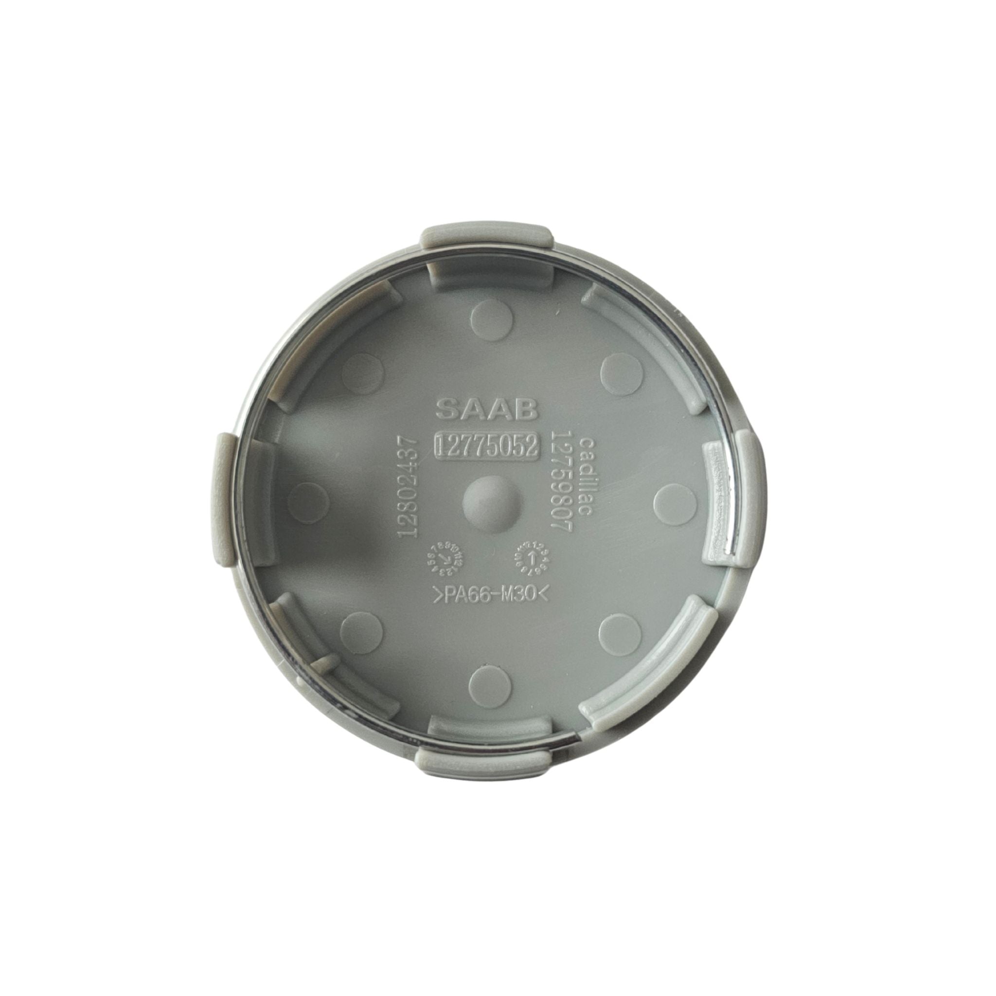 Rear view of Saab 63mm Blue Wheel Centre Cap showing part number 12775052 on a white background