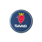 Single Replacement Saab Blue Wheel Centre Cap 12775052 on a white background
