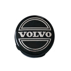Single Volvo 64mm Classic Logo Black Wheel Centre Cap on a white background