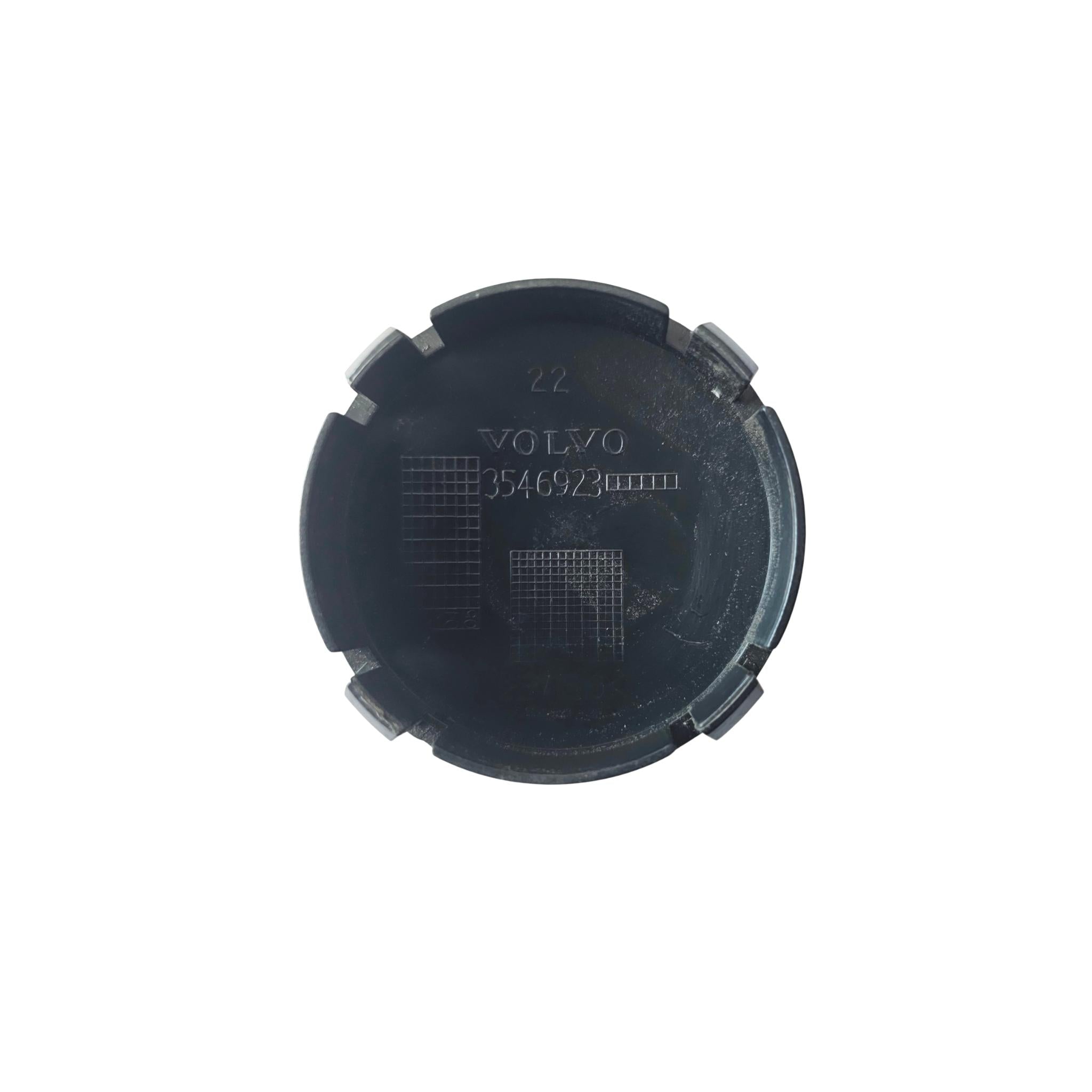 Volvo 64mm Wheel Centre cap rear view with 'Volvo' branding on a white background