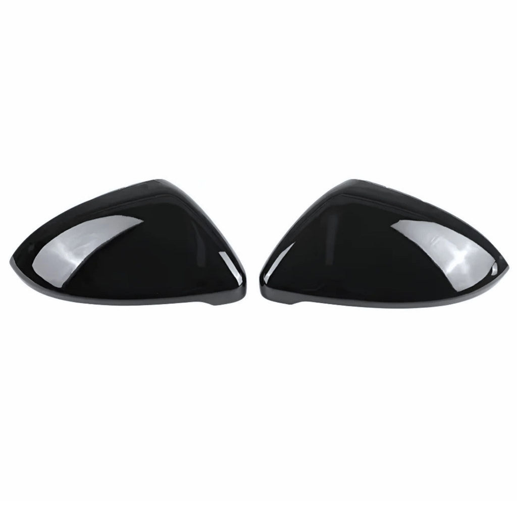 VW Volkswagen Golf Mk7 GTI R Gloss Black Mirror Cap Covers ona white background