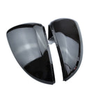 A pair of glossy Black Mirror Covers for VW Volkswagen Gti Golf Mk7 Mk7.5 shown on a plain white background.