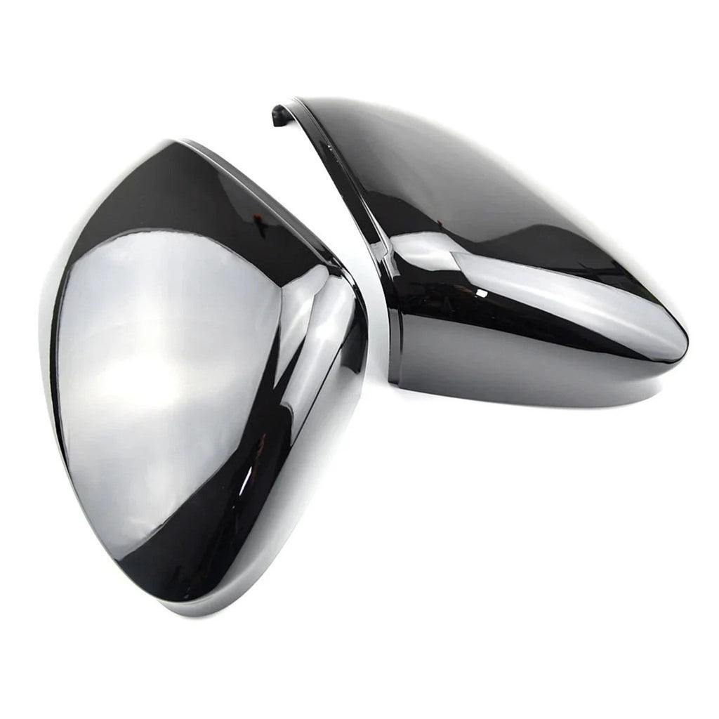 VW Golf Mk8 & Mk8.5 Gloss Black Mirror Covers Standard and Lane Assist on a white background