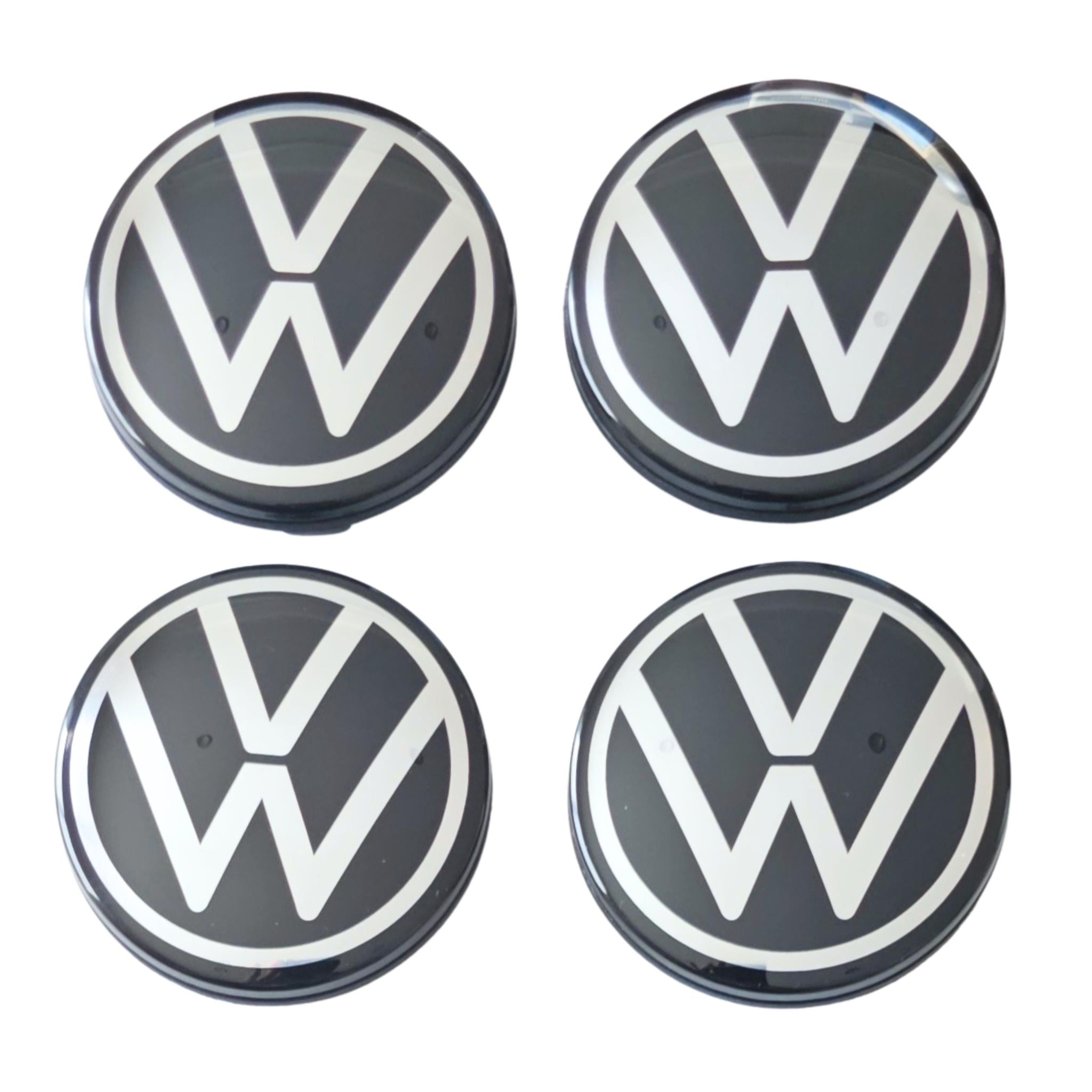 VW dynamic floating wheel centre caps 65mm set of 4 on white background