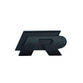 Single VW Volkswagen Golf black 'R'  Badge with adhesive back on a white background